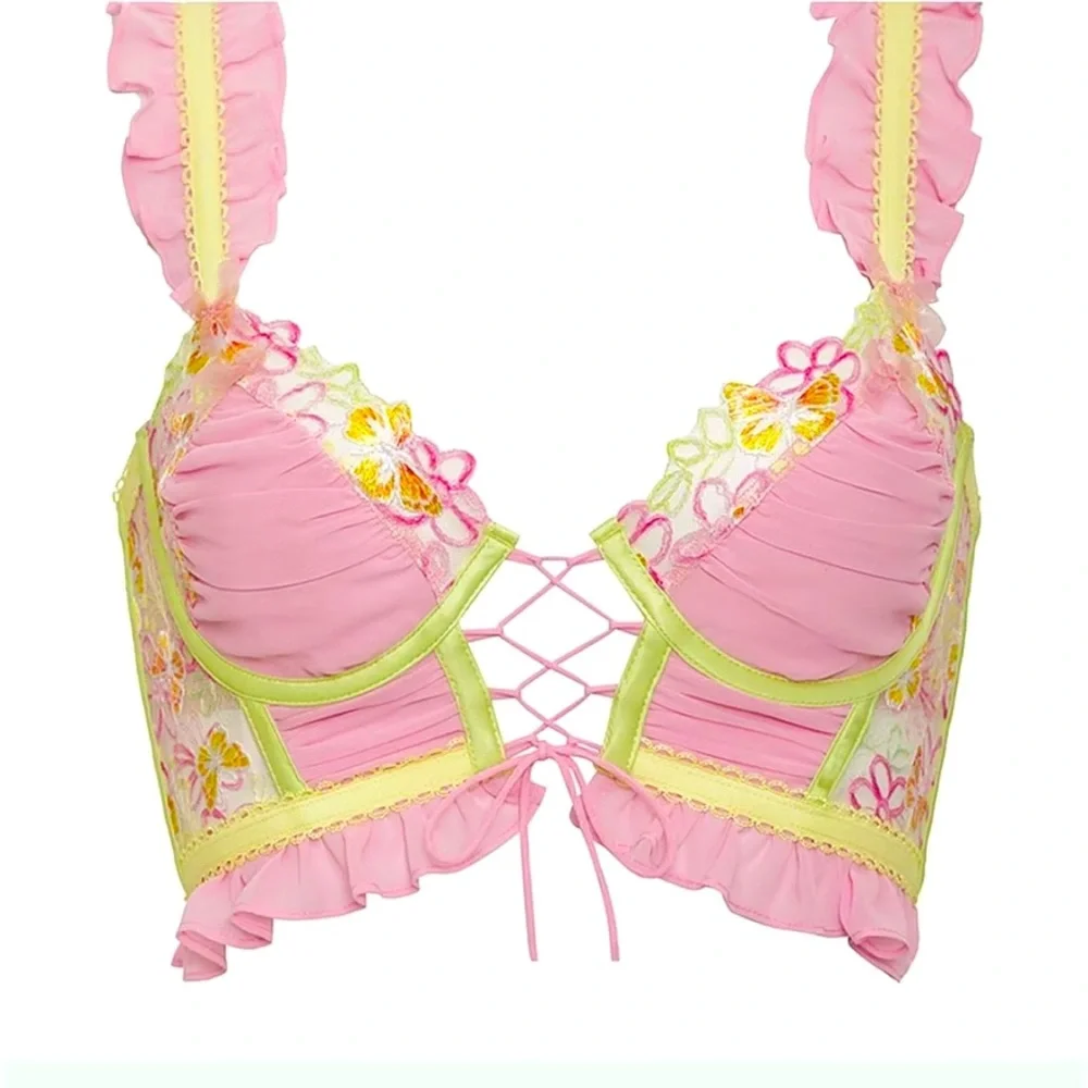 FOR LOVE & LEMONS X VICTORIA’S SECRET Sunset Butterfly Ruffle Bustier - Picture 5 of 13